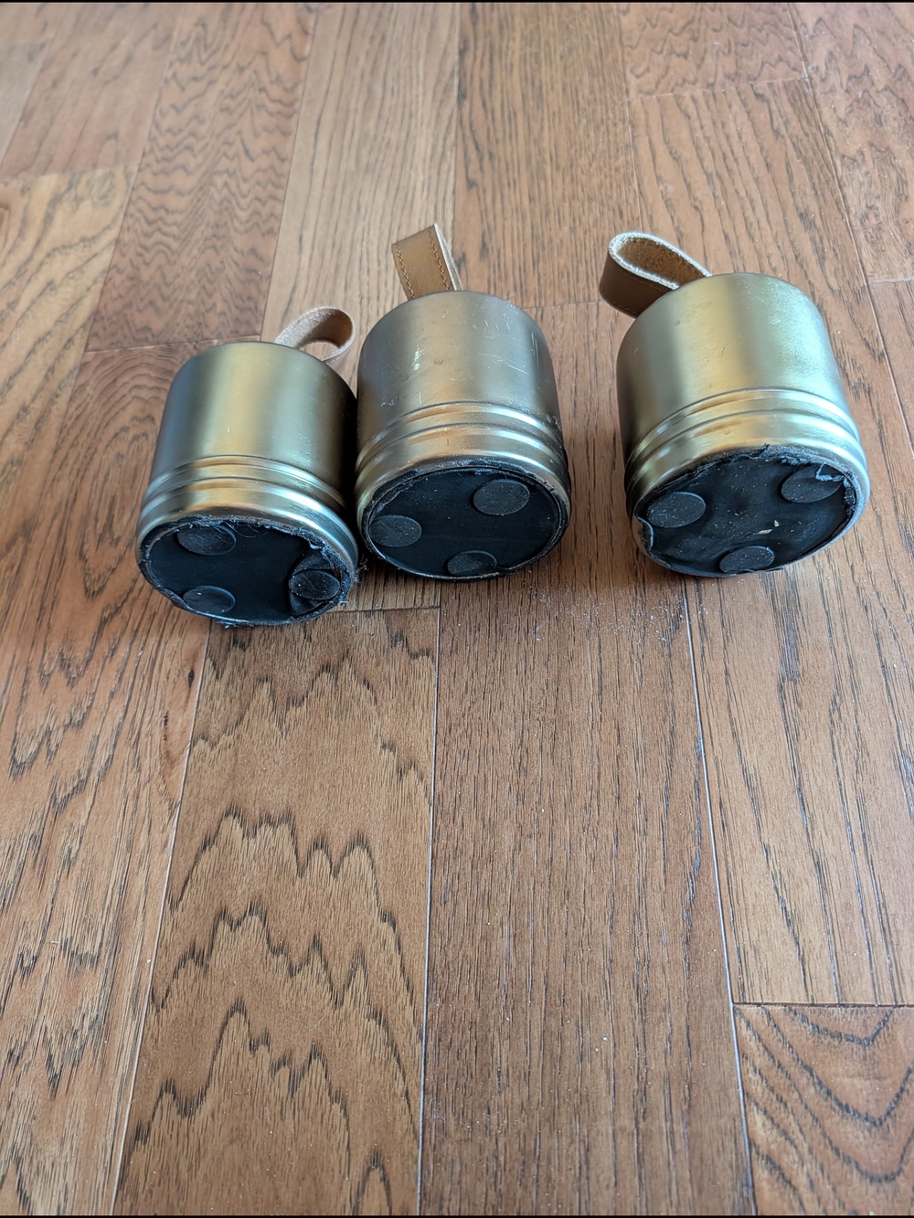 Set of 3 Door Weights Brass Bell Cowbells with Leather Loops - Hearth and Hand - Picture 2 of 2